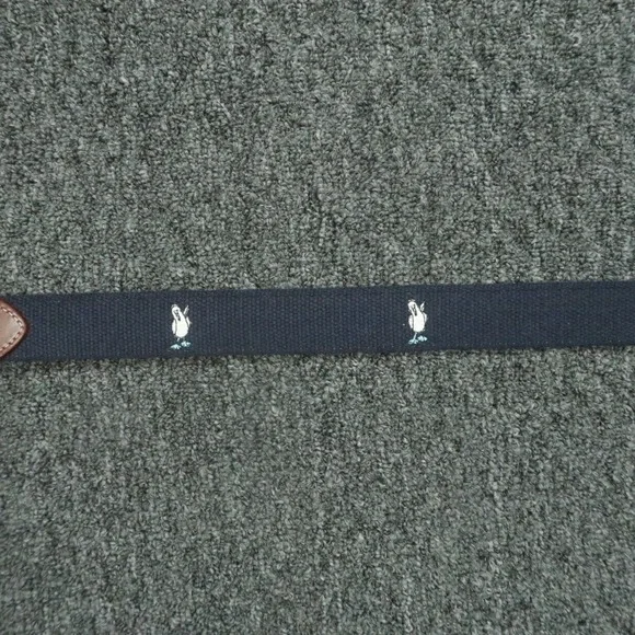 Peter Millar Belt Mens 36 Blue Brown Leather Needlepoint Blue Footed Booby - Picture 3 of 9